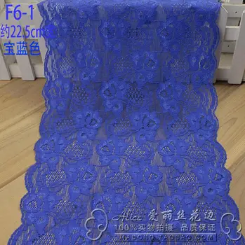 2 Méter 22,5 CM Royal Kék Hímzett Nettó Széles Csipke Szegéllyel Dekoráció Anyagból, Varrás, Kézművesség Virágok Elasztikus csipke szalag