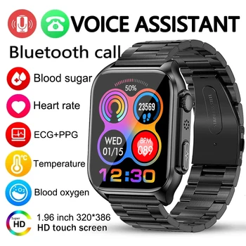 2023 Új vércukorszint EKG+PPG Intelligens Karóra Férfi AI Hang Asszisztens Bluetooth Hívás Automatikus Infravörös Vér Oxigén Egészségügyi Nézni IP67