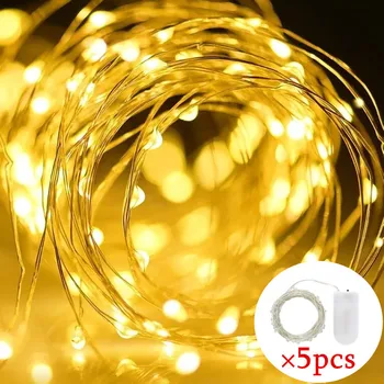 5DB 1~5M Tündér Fény, LED-es rézdrótot String Lámpák Kültéri Garland Esküvői Fény az Otthoni Karácsony Kert, Ünnepi Dekoráció