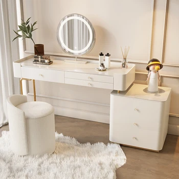 Hiúság Tükörből Fésülködő Asztal Európai Luxus Szervezők Tároló Fésülködő Asztal Fehér Smink Penteadeira Kényelmes Bútorok