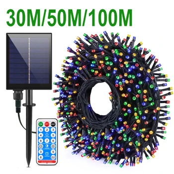 Kert, Kerti Solar String Tündér Fény 100M 1000 LED Vízálló Garland Nagy Napelem Lámpa, karácsonyi dekoráció 2023 natal