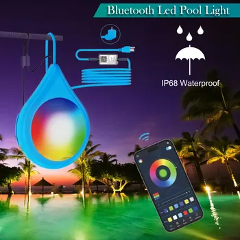 Legújabb 15W LED-Medence Fény APP Vezérlő RGB Szabályozható IP68 Vízálló Zene Szinkronizálása színváltó Víz alatti Reflektor