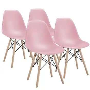 Szék, Set, 4, Rózsaszín Íróasztal szék Kerti étkező székek, Fából készült szék, Akril északi szék Fém szék Sillas para barra de cocina