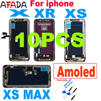 10DB Amoled LCD iPhone X XR XS MAX LCD Kijelző érintőképernyő Digitalizáló Szerelvény Csere iPhone XS LCD Csere