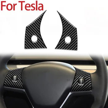 2 Db Szénszálas Kormány Fedezi A Tesla model 3-Y Kormánykerék Javítás Dekoráció Autó Belső Matrica