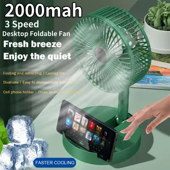 2000mah Asztal Összecsukható Hordozható Ventilátor Háztartási USB Újratölthető 3Speed Néma Ventilátor Elektromos Állítható Légkondicionáló Hűtő Ventilátor