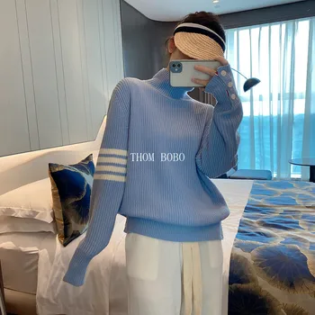 2021 őszi-téli új slim TB garbó pulóver négy rúd koreai laza mélypont pulóver gyapjú pulóver női trend