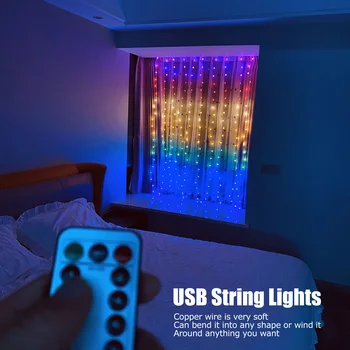 280LED String Fény USB Powered Tündér Fény 8 Módok Dekoratív Fény, Ablak, Függöny, Lámpák Haza, Hálószoba, Iroda