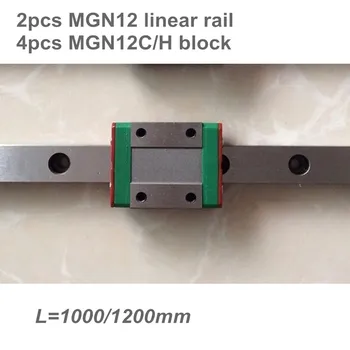 2db 12Mm Lineáris vezető Mgn12 L=1000 1200 Mm Lineáris Vasúti Út + 4db Mgn12C vagy Mgn12H Hosszú Lineáris Kocsi