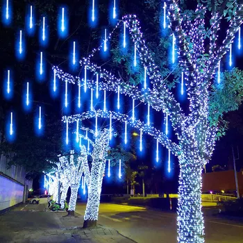 30/50cm Kültéri Vízálló Meteorzápor Eső 8 LED Csövek Ünnep String Fények, Karácsonyra, Esküvőre, Fa Party Dekoráció 2024