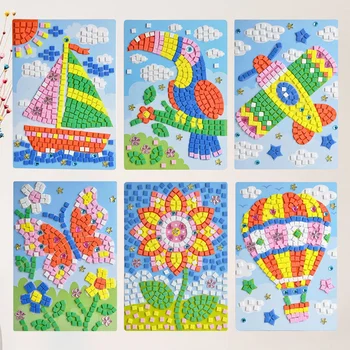 6db Gyerekek Ragadós Mozaikok Virág Hőlégballon DIY Mozaik Kézműves Játékok a Gyerekeknek, a Gyerekek Óvodában