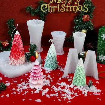 Ajándékok Gipsz gyertyakészítés DIY Kézműves Karácsonyi Dísz karácsonyfa Gyertya Penész Gyanta Formák Szilikon forma