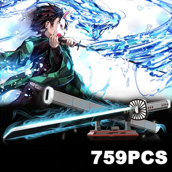 Anime Démon Vadász Kamado Tanjirou Ninja Kard Építőkövei Katana Penge Kés Közgyűlés Fegyver Tégla Játékok Fiúknak Gyerekek Ajándék