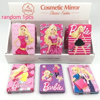 Barbie Hercegnő Lány Smink Tükör PU Bőr kétoldalas Tér Utazási Hordozható Összecsukható Kis Tükör Barbie Perifériás Ajándékok