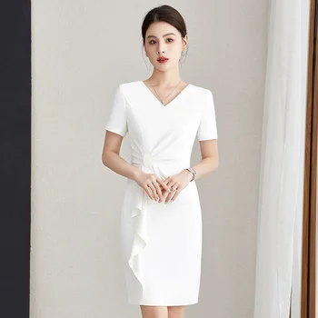 Fehér szakmai ruha női kozmetikus nyári temperamentum istennő rajongó high-end szépségápolás munkaruha