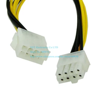 Fehér Színű 8-Pin ATX 12V CPU EPS P4 Hosszabbító Kábel, Körülbelül 20 cm/Ingyenes szállítási/2DB