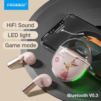 Fineblue Szia LU TWS 5.3 Bluetooth Fülhallgató Vezeték nélküli Fejhallgató, LED-es fényeffekt Sztereó Headset Touch Control Fülhallgató F920