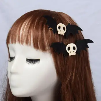 Gothic Lolita Halloween Koponya Bat Blavk Szárnyak Hajtű Cosplay Lány Haj Haj Kiegészítők Klip Fejdísz Ingyenes Szállítás