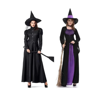 Halloween Boszorkány Jelmez Női Felnőtt Félelmetes Vámpír Ruha Farsangi Buli Színpadi Varázslat Cosplay Ruha, Kalap