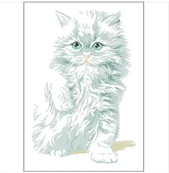 Hímzés Csomag Kiváló Minőségű Fehér Macska Állat Keresztszemes Készletek Ingyenes Szállítási Csúcsminőségű