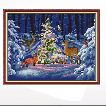Karácsonyi fény fekvő kereszt-öltés, nappali, hálószoba lóg festmény, 11CT/14CT kézzel hímzett