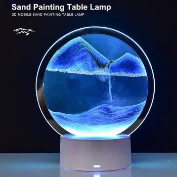 Kreatív Futóhomok Éjjeli Lámpa, 7 Szín, USB Sandscape asztali Lámpa 3D Természeti Táj Éjjeli Lámpa Hivatal lakberendezés Ajándék