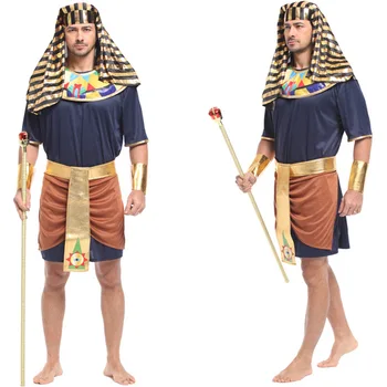 Középkori Jelmezben Király Cosplay Jelmezek, Férfi Glod Ókori Egyiptom Egyiptomi Fáraó Jelmezek Halloween Buli, Felnőtt Ruházat