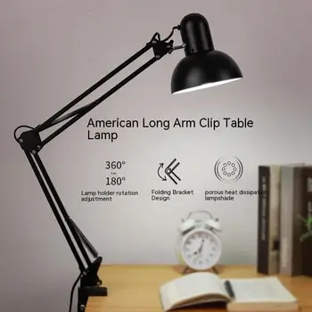 LED szemvédő asztali Lámpa Hosszú Karját, Összecsukható Clip Lámpa Tanulás Köröm Hímzés Felvételi Munka Töltse Lámpa asztali Lámpa