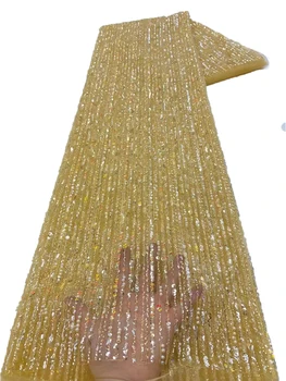Luxus Sorrend Tulle francia Csipke Hímzés Afrikai Csipke Anyagból Nehéz Gyöngy Magas Minőségű 2023 Nettó Szövet Ruha YY036