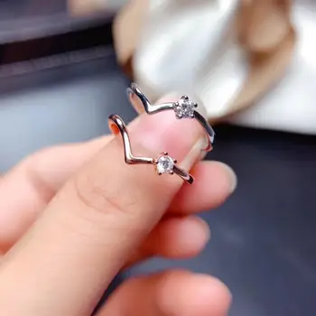 MeiBaPJ Új Érkezés 3mm Kis Fehér Moissanite Gyémánt Egyszerű Gyűrű a Nők 925 Sterling Ezüst Jól Esküvői Ékszerek
