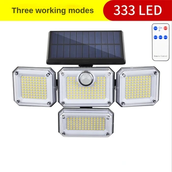 Napelemes Lámpa Kültéri 333 LED Fali Lámpa, Állítható Fej Biztonsági LED-es Árvíz Fény IP65, Vízálló, 3 Üzemmódok