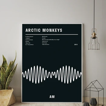 Poszterek, Nyomatok, Fekete Arctic Monkeys VAGYOK album Zenei Tipográfia Poszter Wall Art Képek Vászon Festmény Szoba lakberendezés