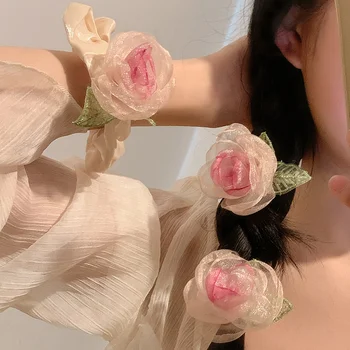 Szárított Rózsa Hajtű Rózsaszín Virág Lány Rose Karszalag Haj Frufruval Stílust Használja Az Oldal Haj Kiegészítők, Női Rose Haj Hurok