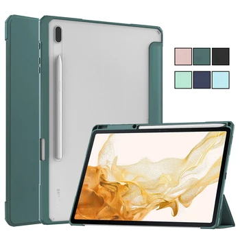 Tablet tok Samsung Tab Plus S8 Esetben tolltartó PU Bőr Akril Világos, Hátsó Lehajtható Fedél Galaxy Tab S8 S8 Plusz