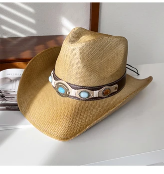 Tervező Western Cowboy Windstraw Sapkák a Férfiak, mind a Nők Nyáron Nagy Karimájú Kültéri Hegymászás, Napellenző Kalapok a Férfiak 모자