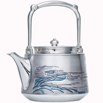 Teáskanna, rozsdamentes acél teáskanna, ezüst teáskannát, meleg víz teáskanna, teáskanna 1250 ml víz, kung fu tea.