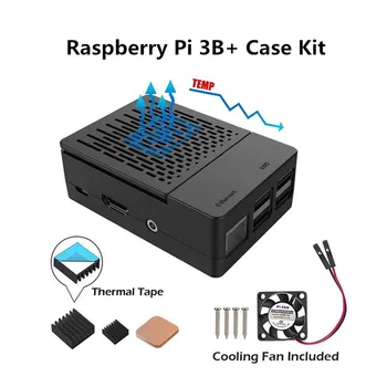Védelmi Készlet Raspberry Pi 3B 3B+ 4B Esetben a hűtőventilátor Alumínium Heatsinks Fekete Doboz Shell Raspberry Pi-Ügy