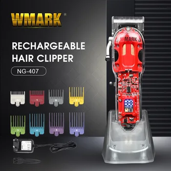 WMARK NG-407 Haj Trimmer Átlátszó Stílus Felelős Állni Szakmai Újratölthető Clipper Kábel & Vezeték nélküli Clippers a Férfiak